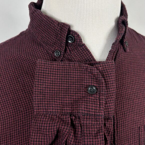 J Crew Medium Classic Fit Brushed Twill Shirt Red Black Houndstooth Cotton - Picture 4 of 5